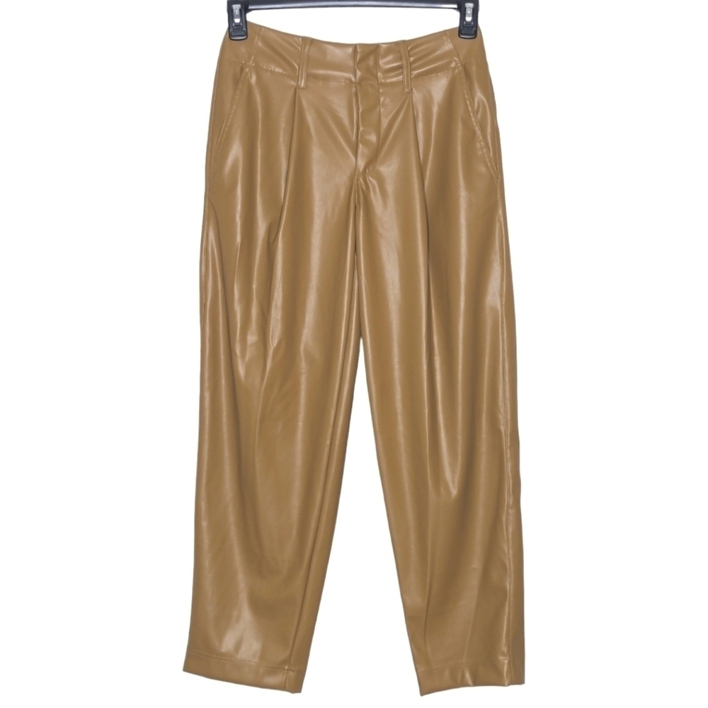 A New Day Women's High Rise Vegan Leather Pants Dusty Fig Brown Size 6